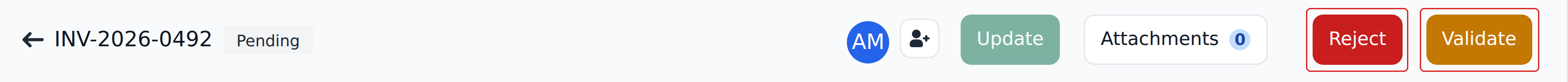 The Studio top bar with Reject and Validate outlined
